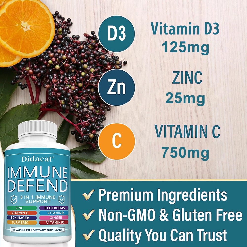 8-in-1 Immune Support Capsules - đánh giá và giá Turmeric Curcumin Capsule