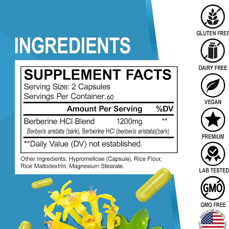 1200mg HCL Supplement, Healthy - đánh giá và giá Berberine Hcl Capsule